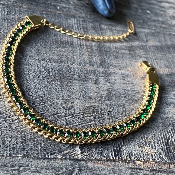 NEW Green Crystal Tennis Bracelet - Picture 3 of 9